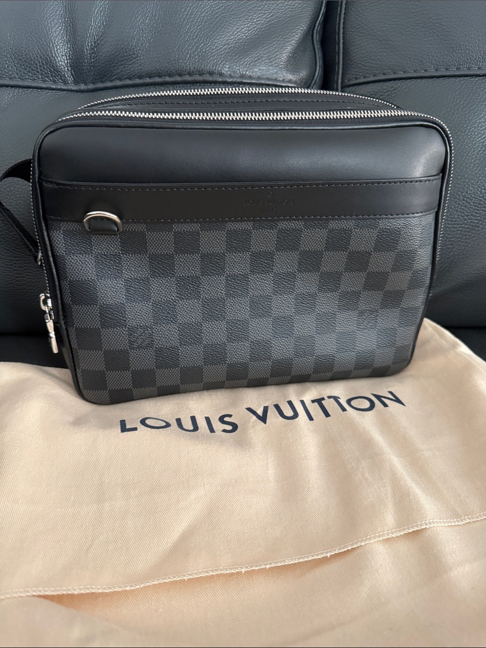 Louis Vuitton Black Damier Graphite Crossbody Pouch